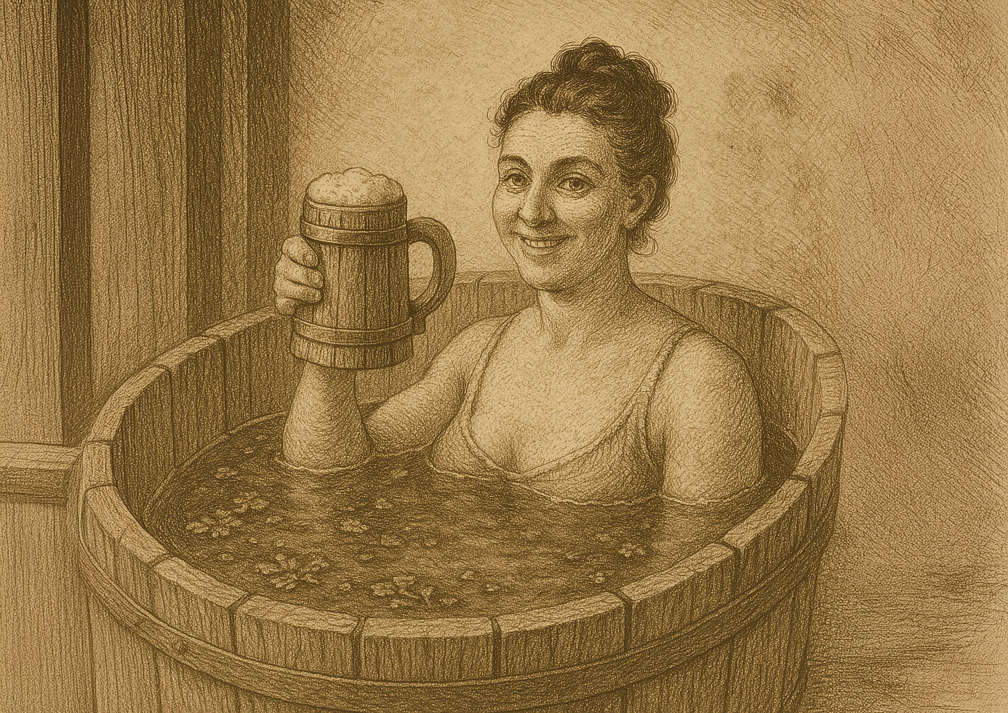 Vintage Beer Bath Illustration